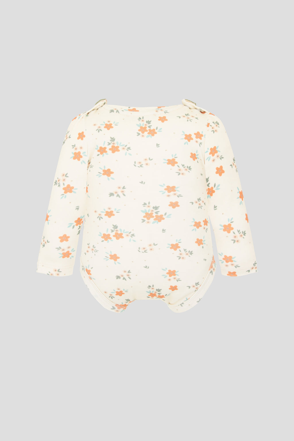 AOP bodysuit; footed pants; bonnet