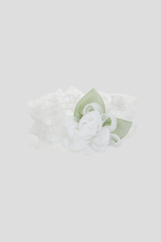 Flower Decorated Soft Headband for Baby Girl, ecru