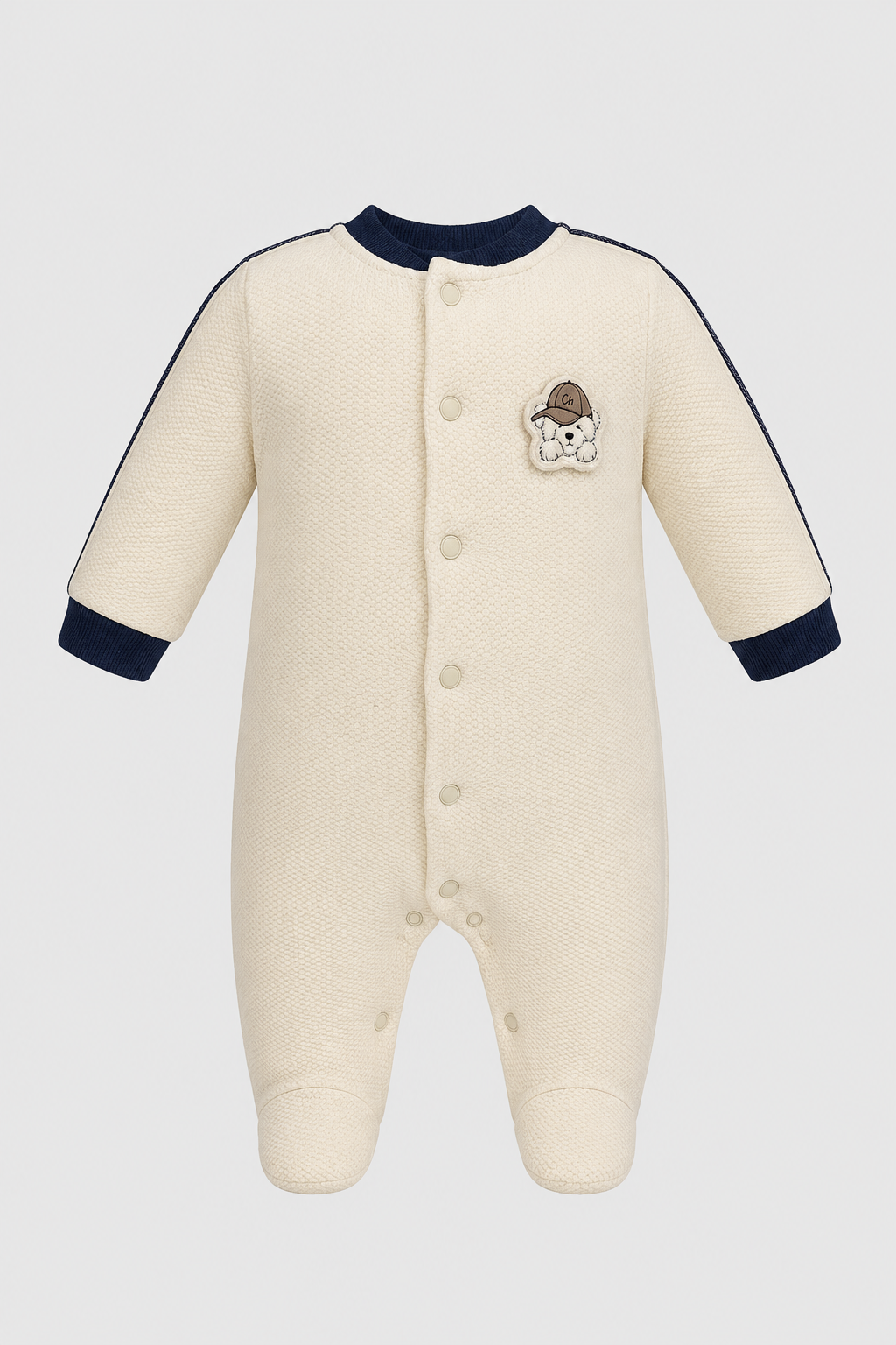 Textured Overall with bear applique for baby boy