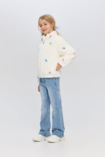 Soft Fur bomber jacket with butterflies