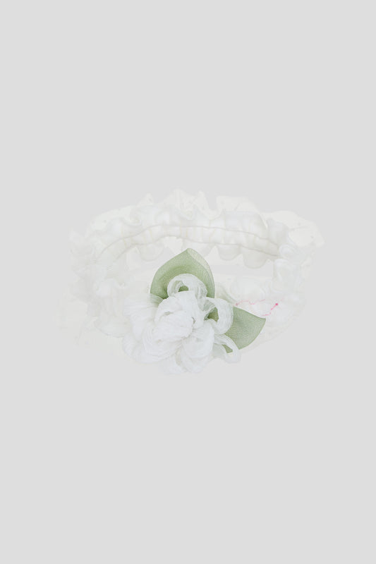 Flower Decorated Soft Headband for Baby Girl, ecru