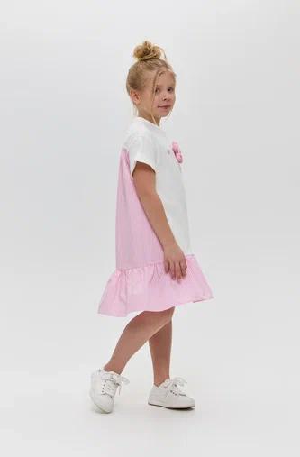 3-D Dress with Decor, white and pink