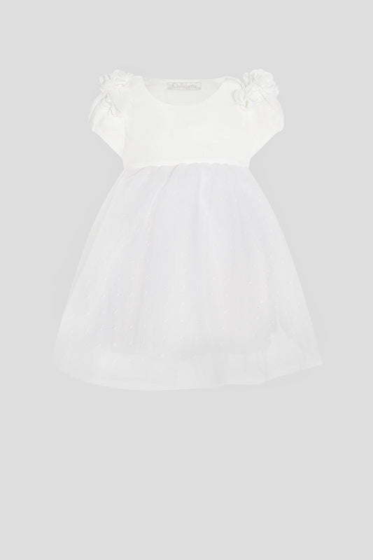 Flowers Decorated Organza Dress