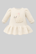 Bunny Applique Knitted Dress for baby girl