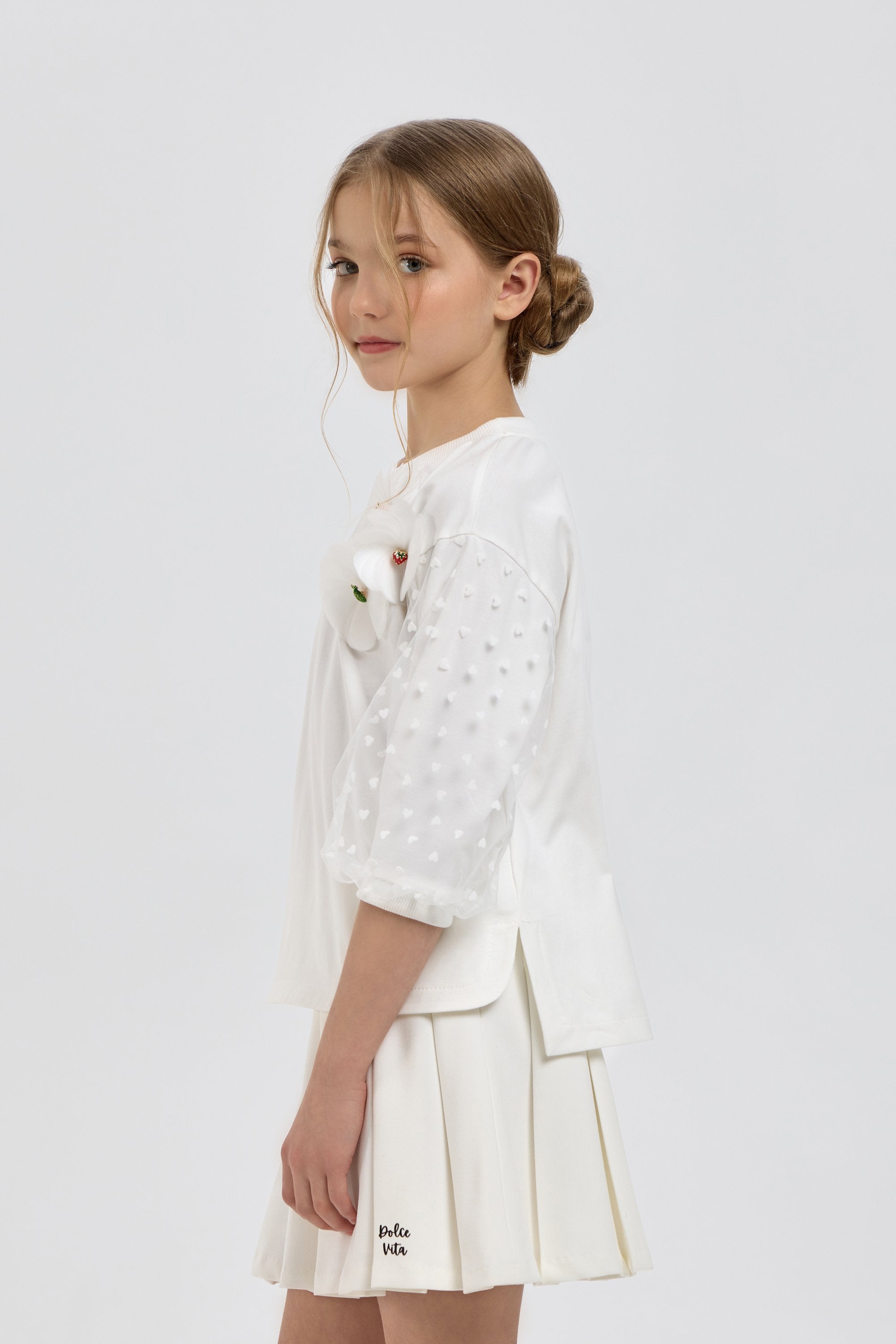 Decorated Blouse with 3D Flowers and Fruits