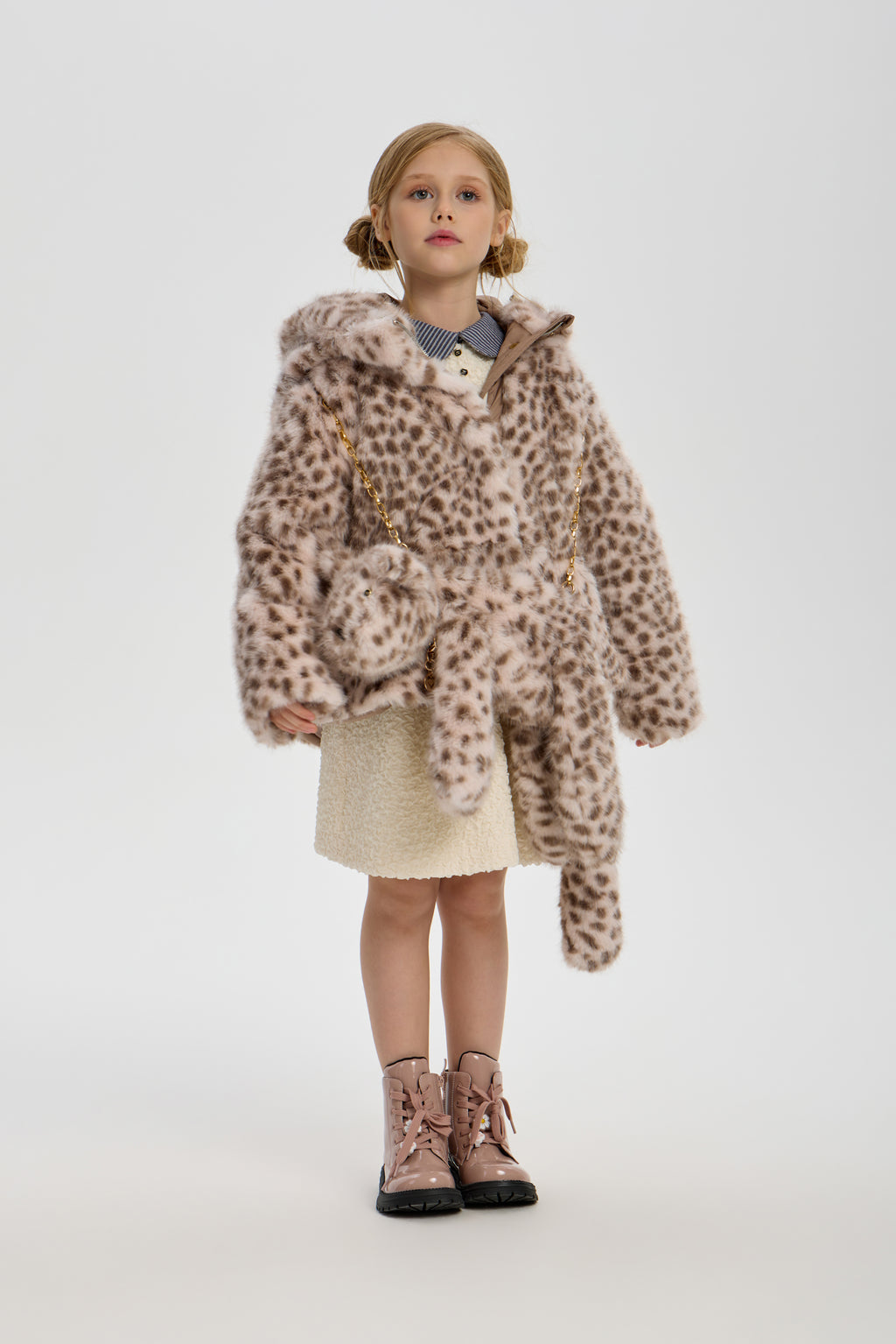 Leopard Coat (faux fur) with Hood for girl