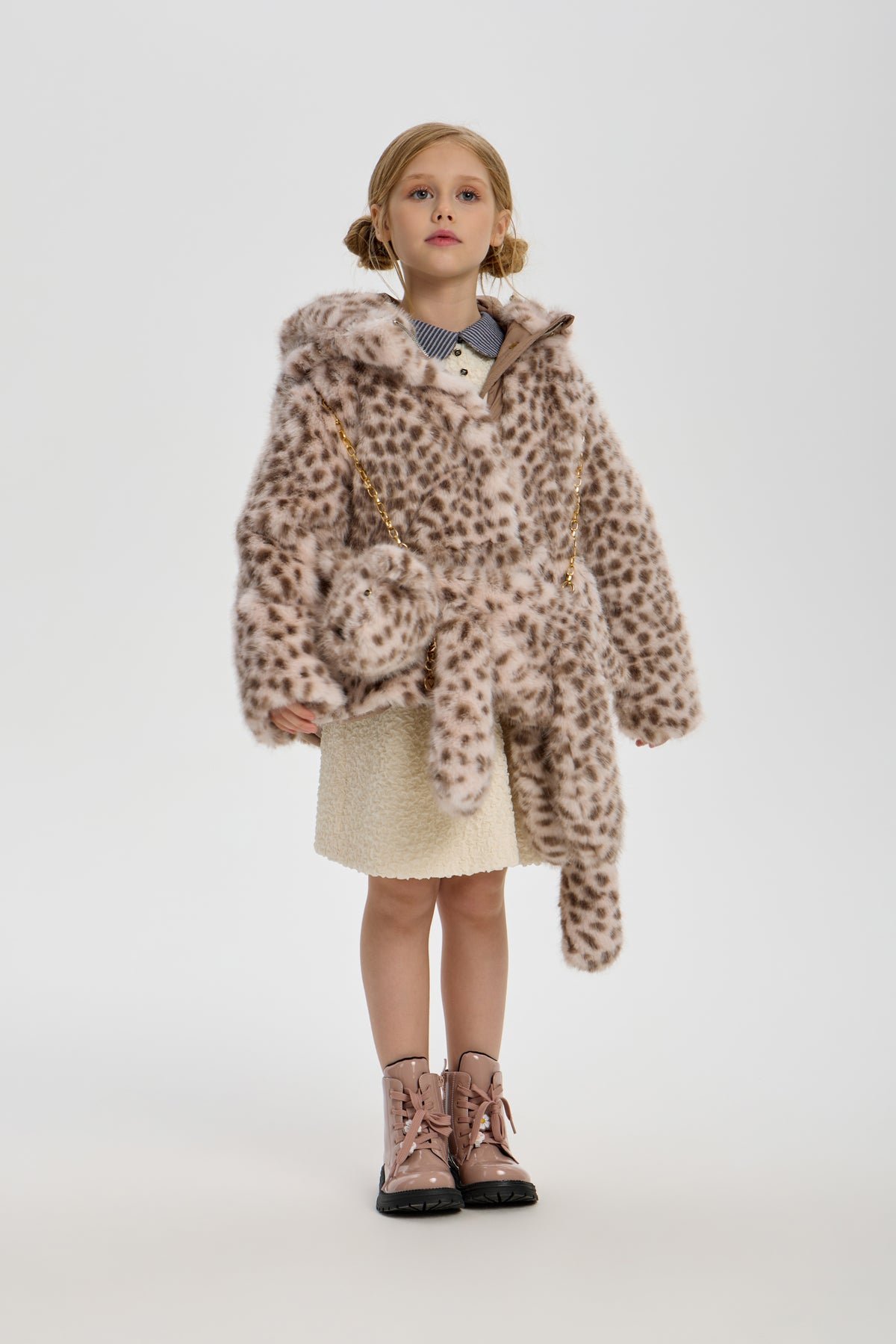 Leopard Coat (faux fur) with Hood for girl