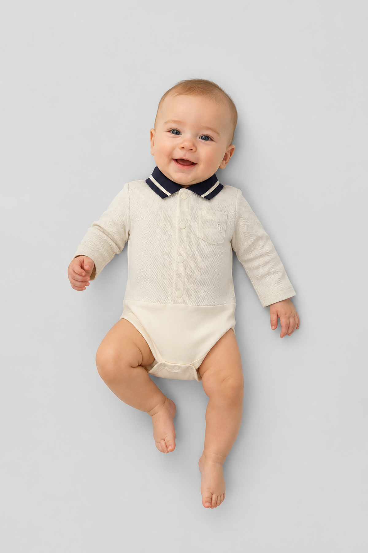Textured Collar Bodysuit for baby boy