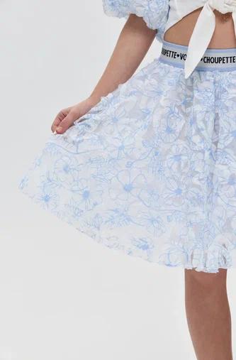 Beautiful Flouncy Flower Skirt, white and blue