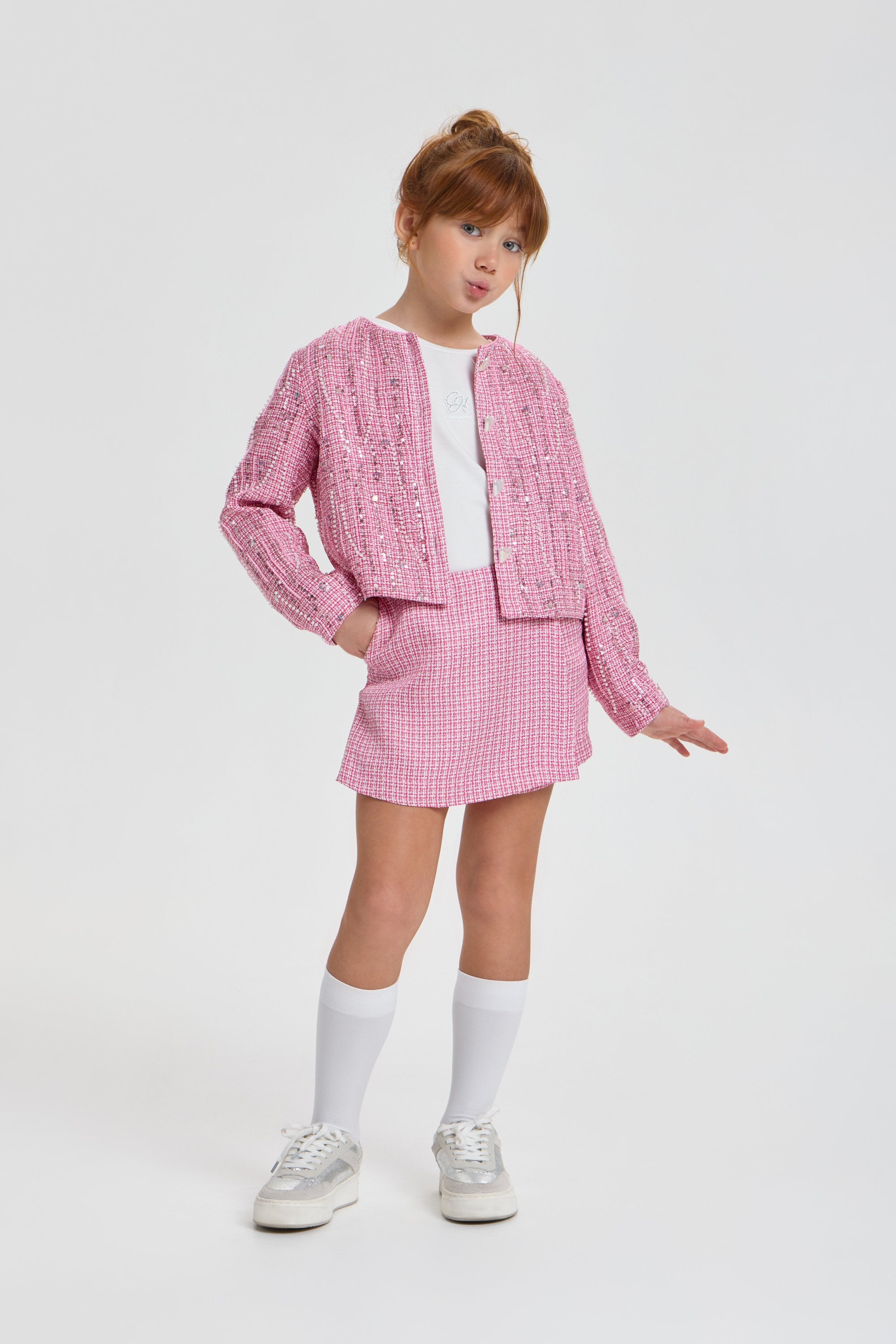 Charming Decorated Tweed Set (Jacket and Skort)