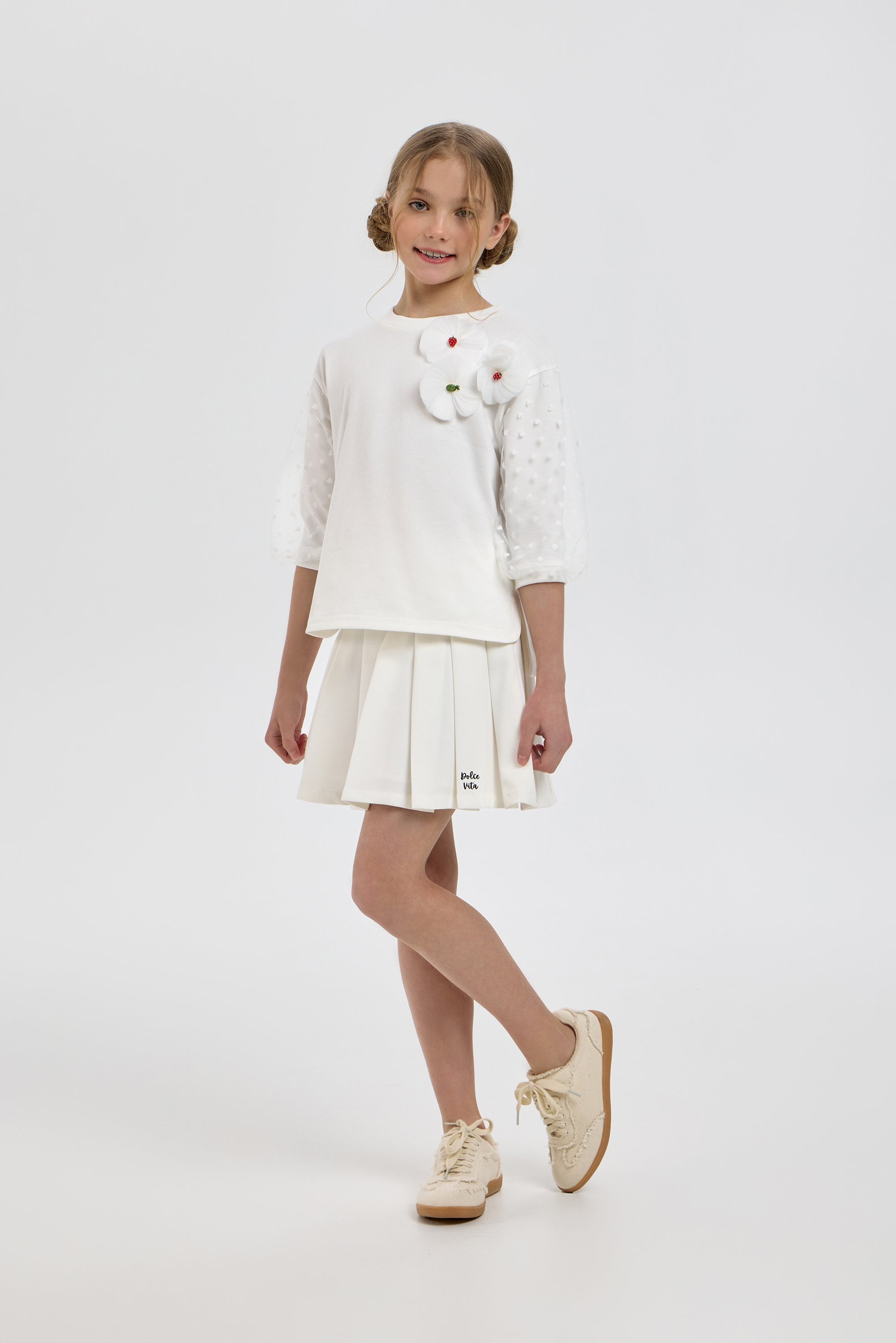 Decorated Blouse with 3D Flowers and Fruits