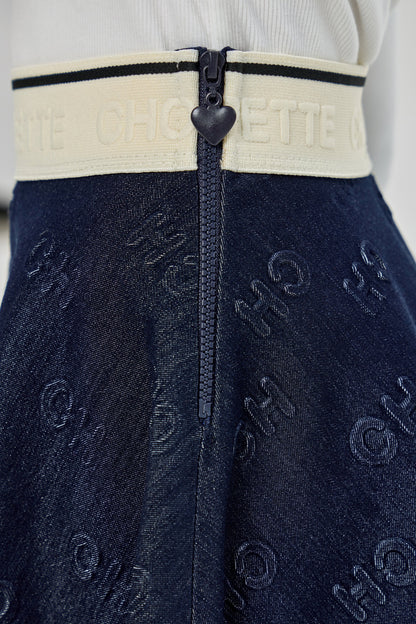 Elastic Band CH Branded Denim Skirt
