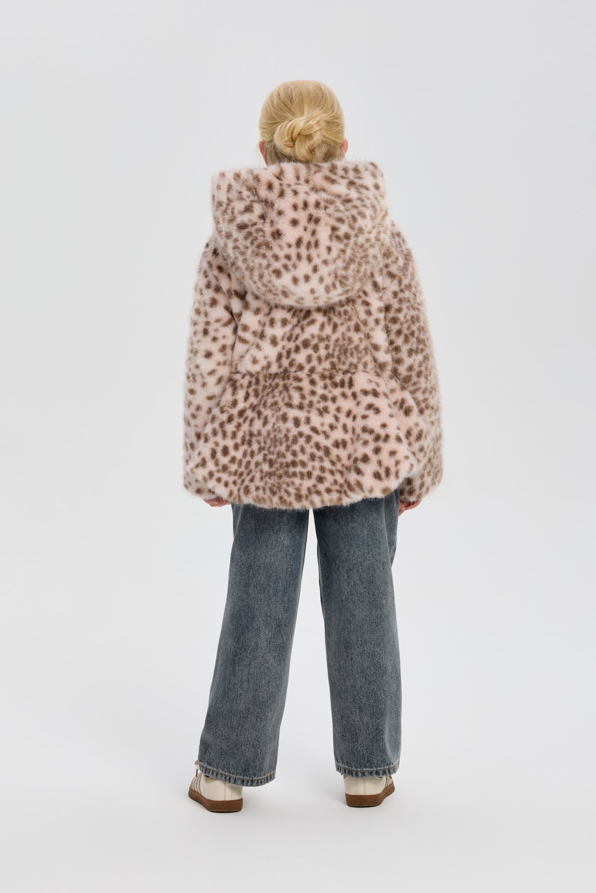 Leopard Coat (faux fur) with Hood for girl