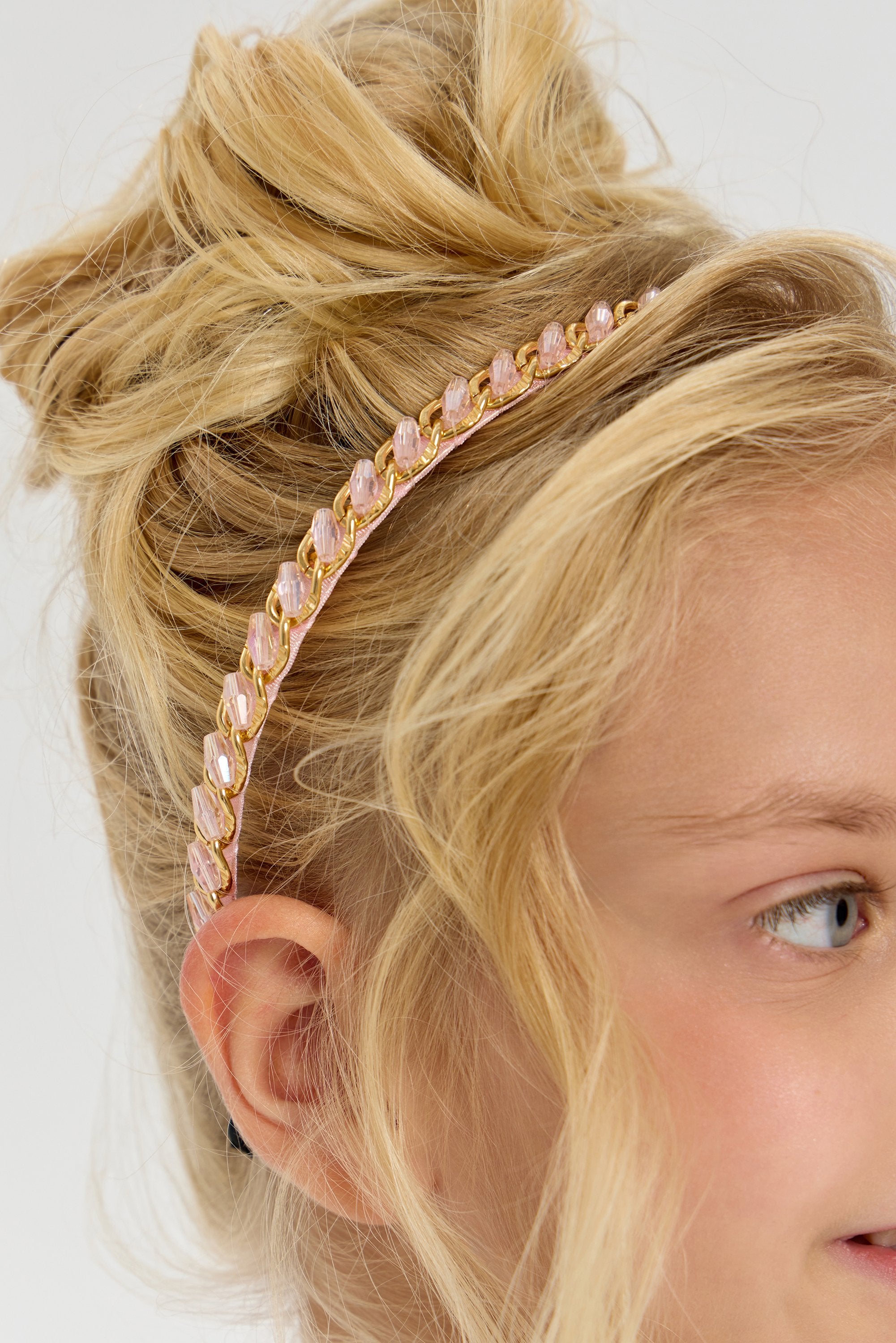 Pink and Gold Chain Designed Headband