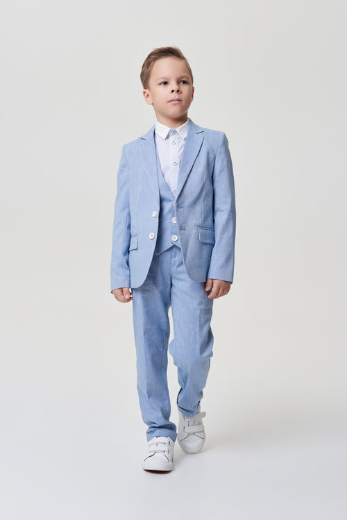 Blue Mélange Straight-Leg Trousers