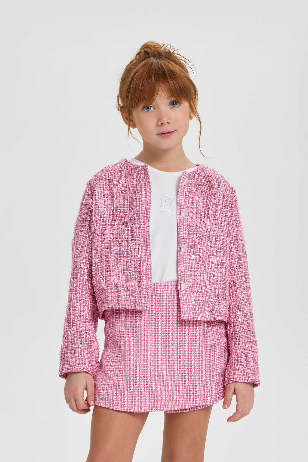 Charming Decorated Tweed Set (Jacket and Skort)