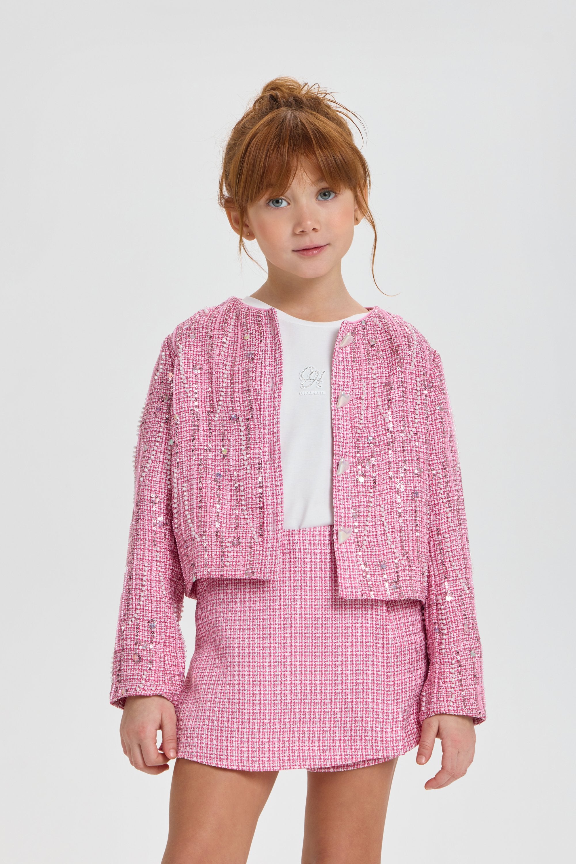 Charming Decorated Tweed Set (Jacket and Skort)