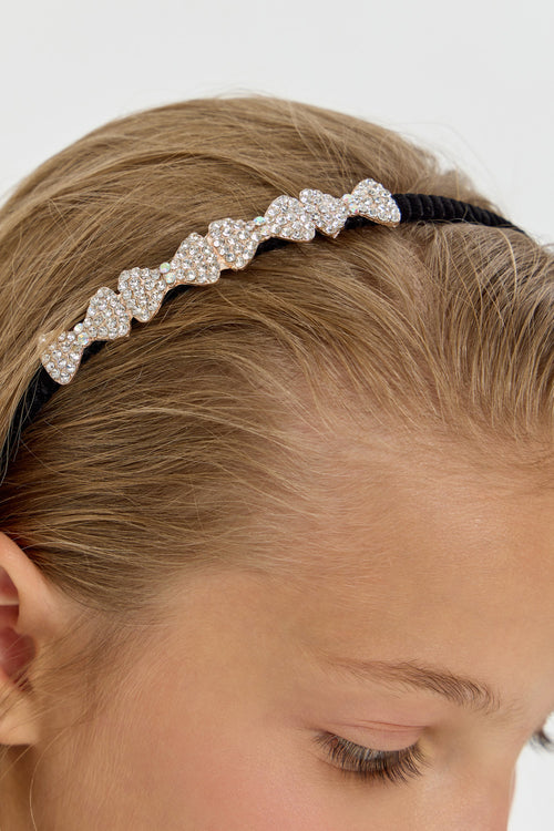 Black Rhinestone Bow Headband