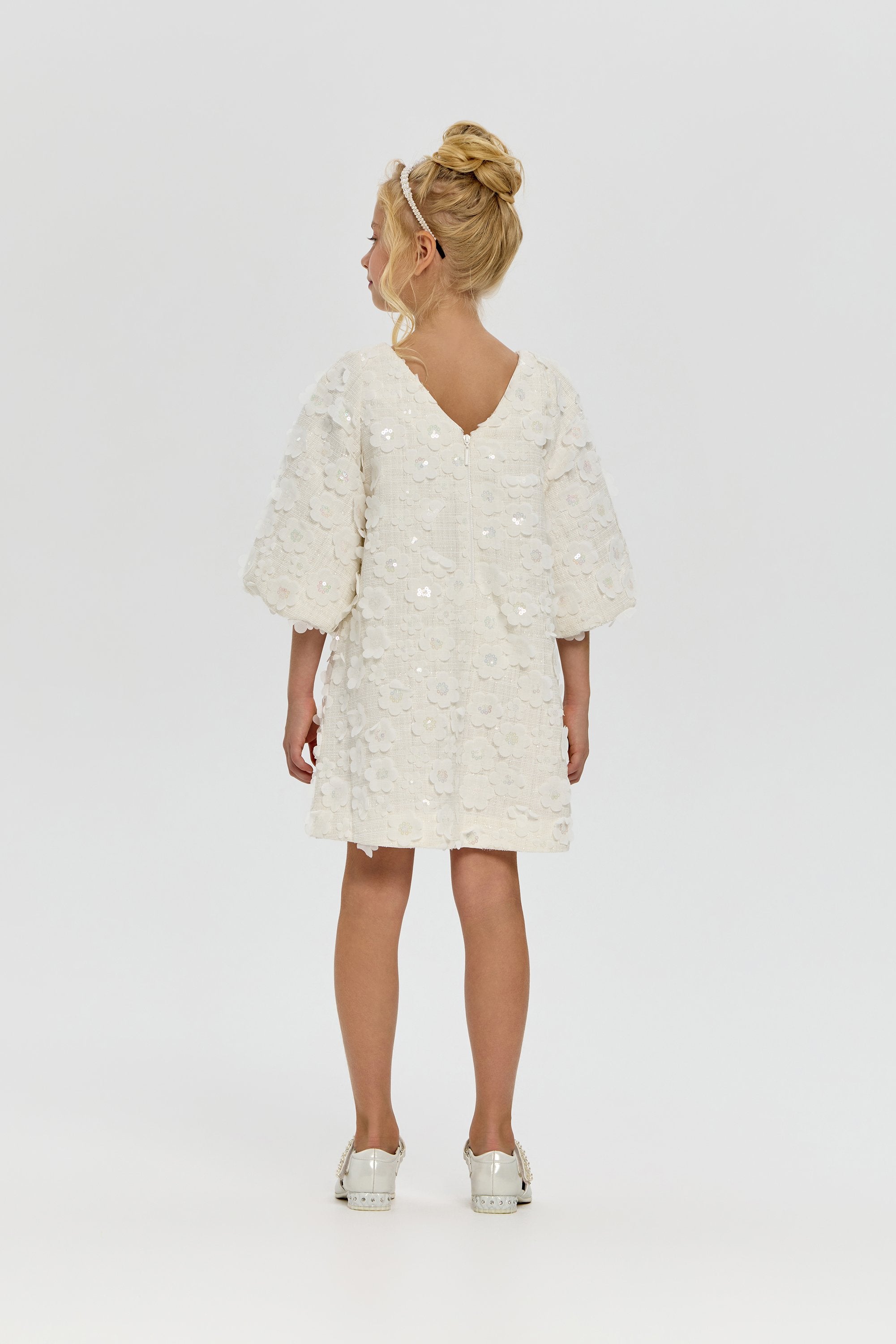 3D Flowers White Cocktail Dress