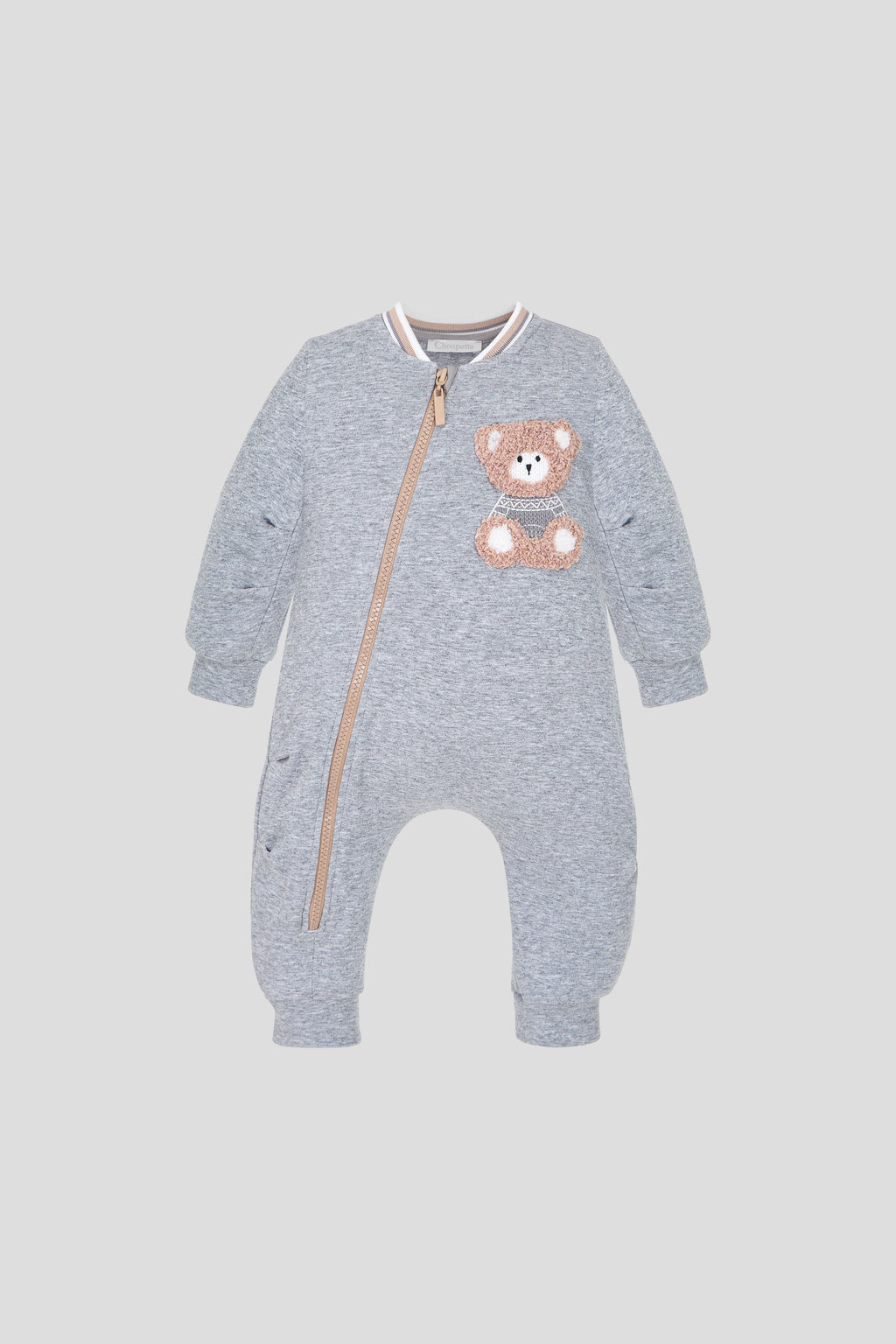 Grey Warm Overall with Teddy Applique