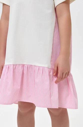 3-D Dress with Decor, white and pink