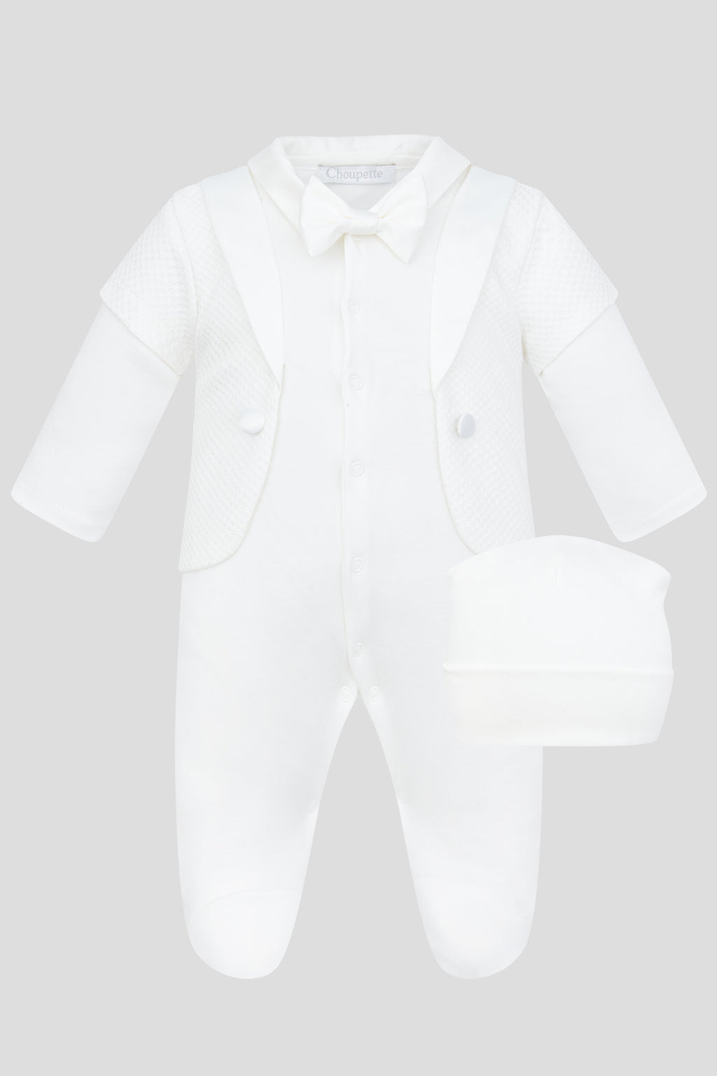 Blazer Immitation Bow Decorated Overalls and Bonnet