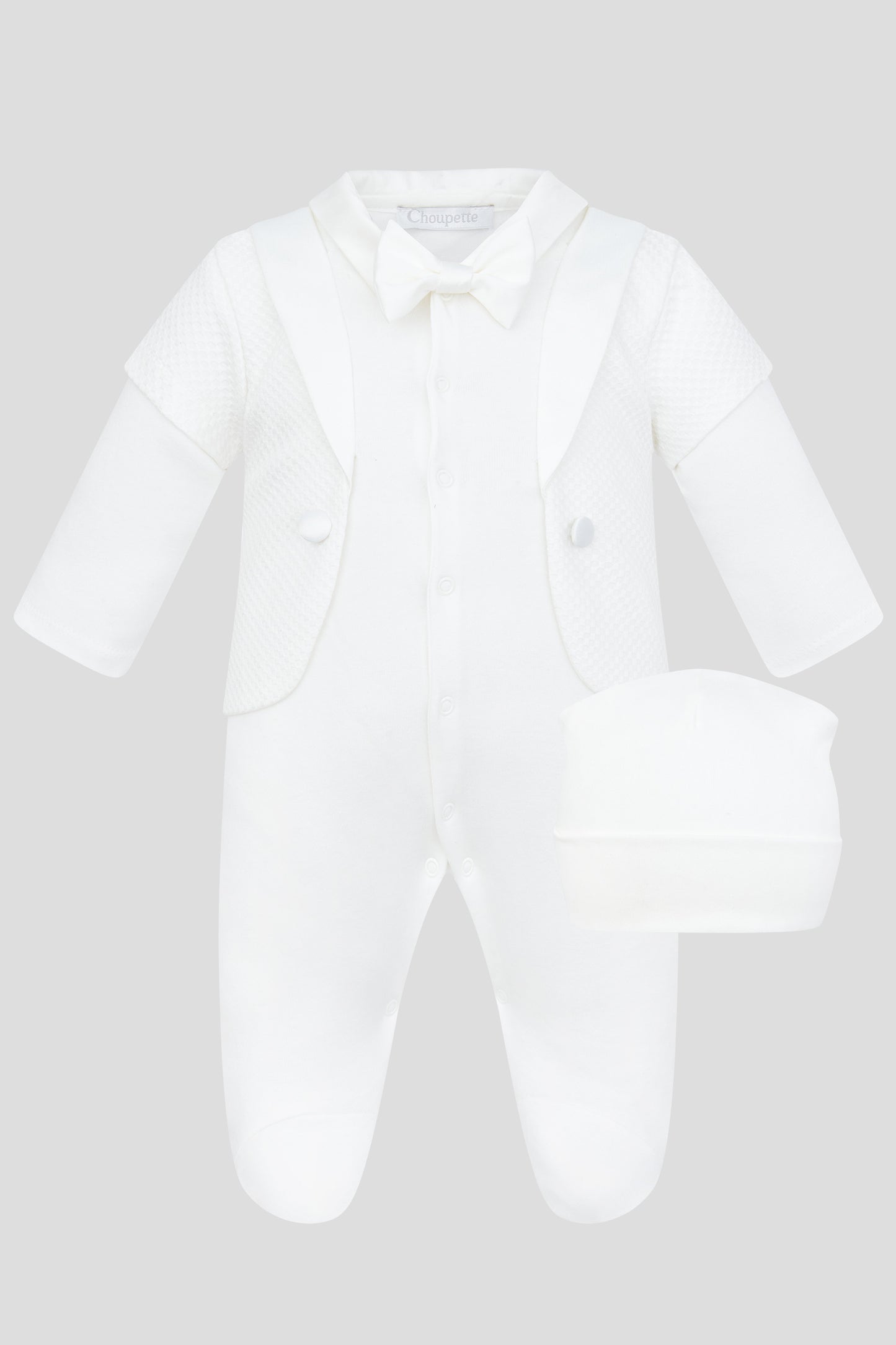 Blazer Immitation Bow Decorated Overalls and Bonnet