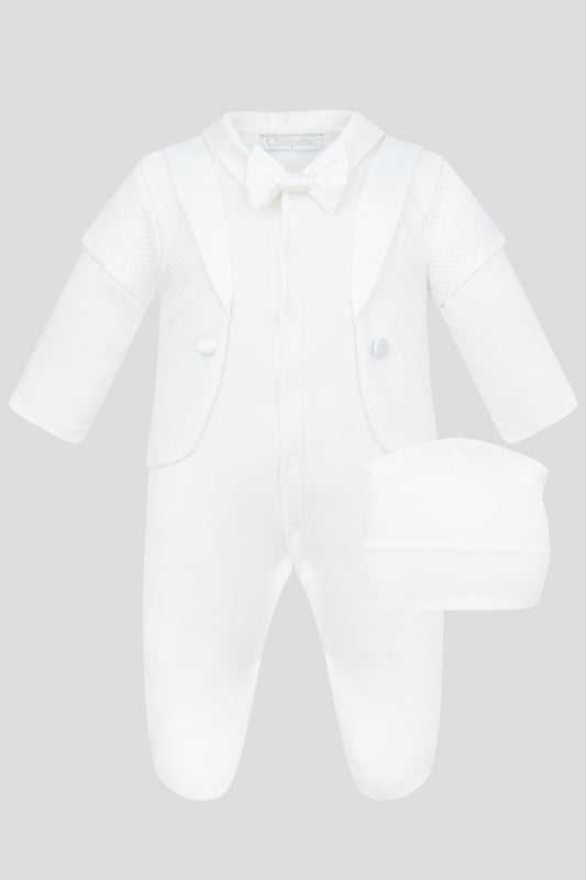 Blazer Immitation Bow Decorated Overalls and Bonnet