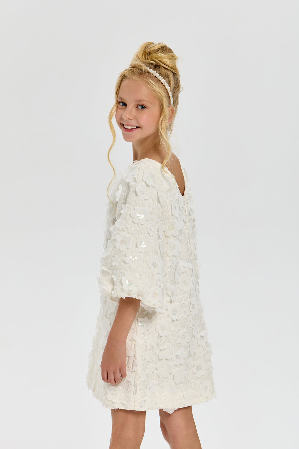 3D Flowers White Cocktail Dress