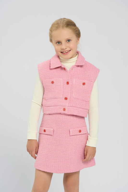 Jacket and skirt set, pink