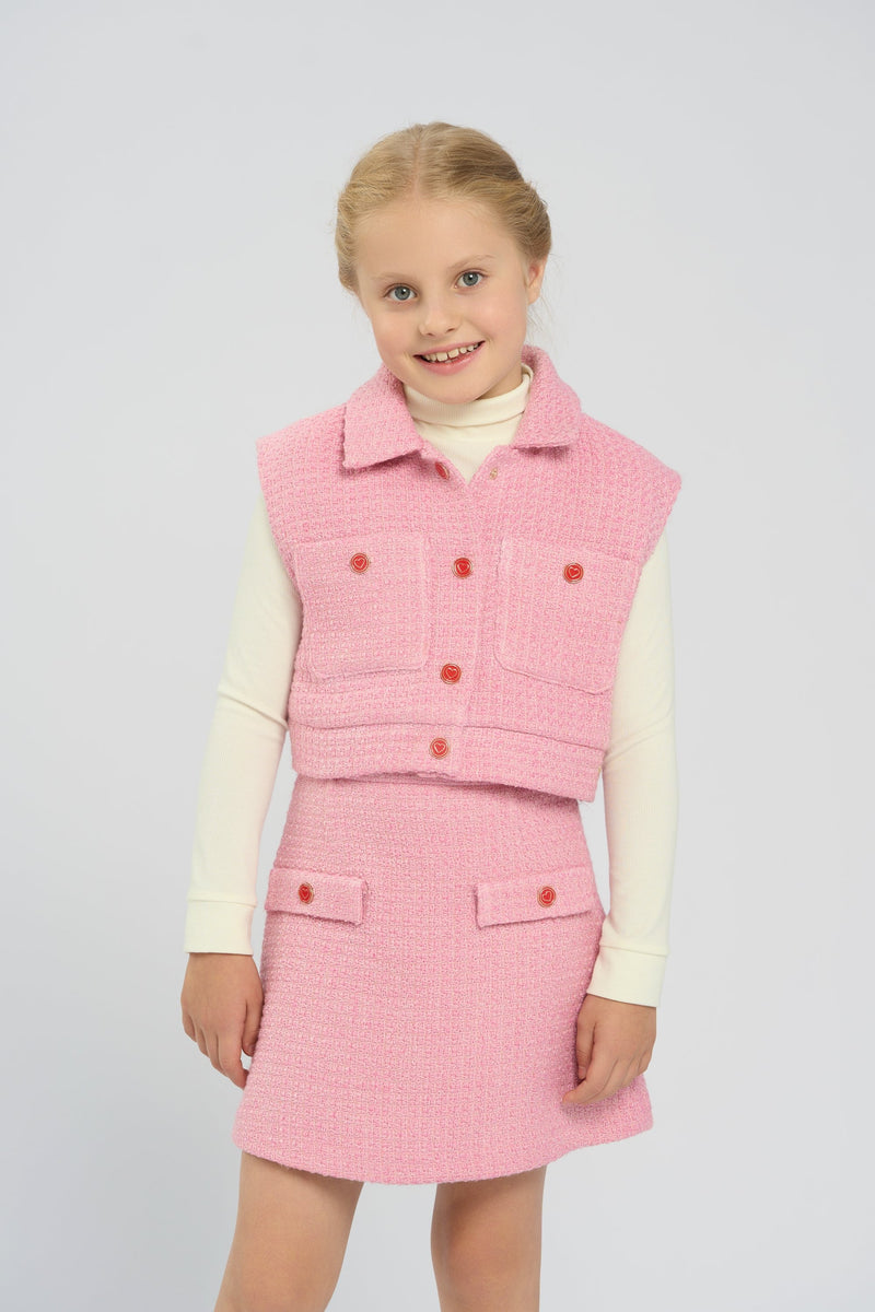 Jacket and skirt set, pink