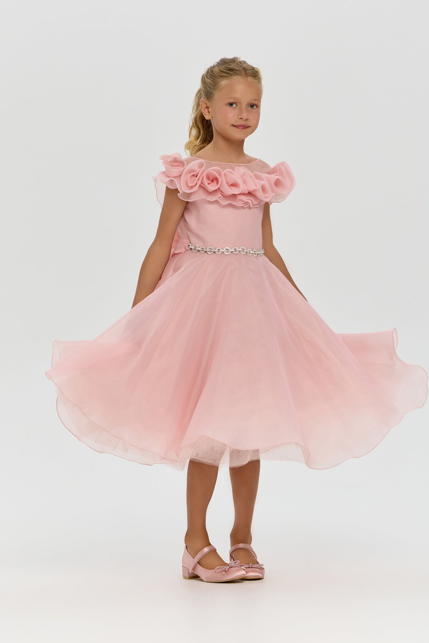 Exclusive 3D Flowers Full Length Dress