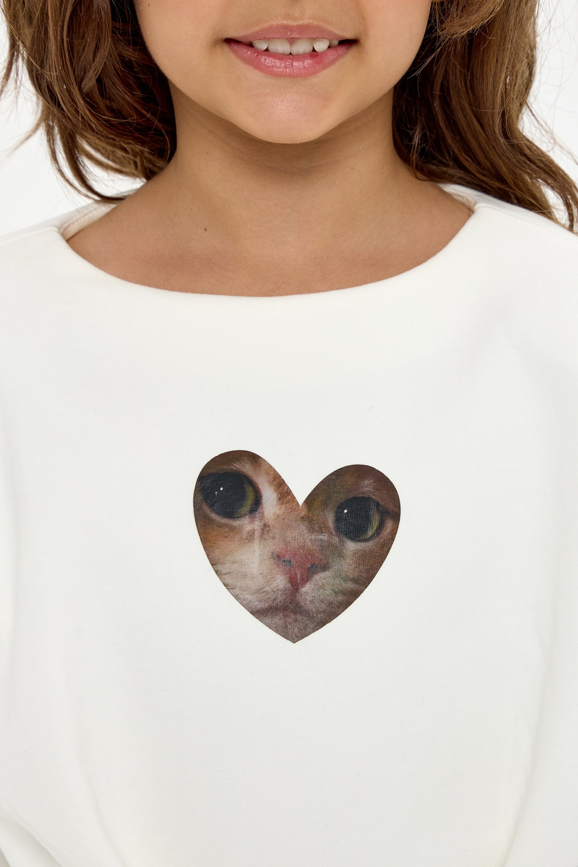 Stylish Cropped Decorated Catty Sweatshirt