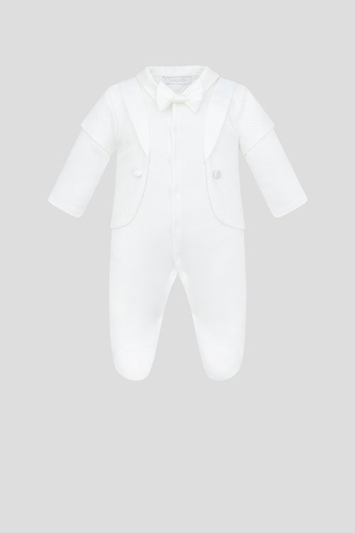 Blazer Immitation Bow Decorated Overalls and Bonnet