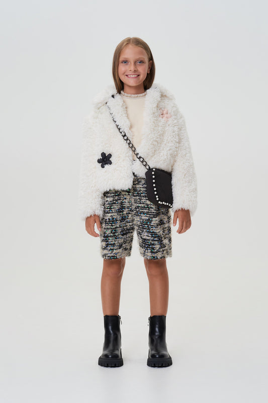 Faux Fur Bag Decorated Jacket