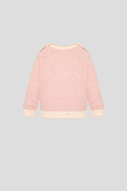 Velour Decorated Sweatshirt with Heart Applique