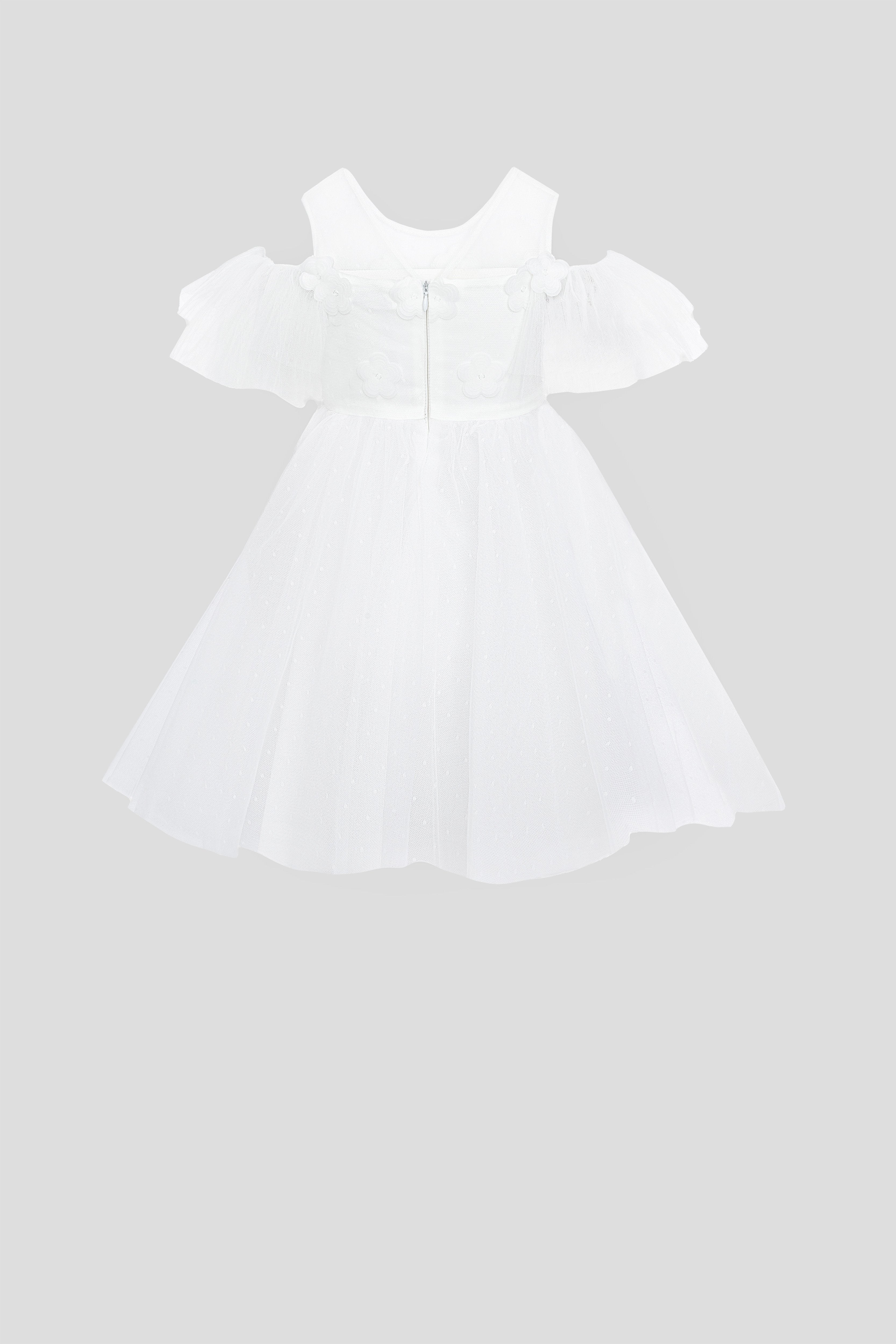 3D Flowers Decorated Fluffy Skirt Smart Dress