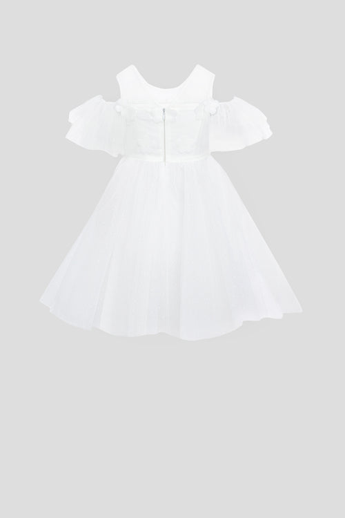 3D Flowers Decorated Fluffy Skirt Smart Dress