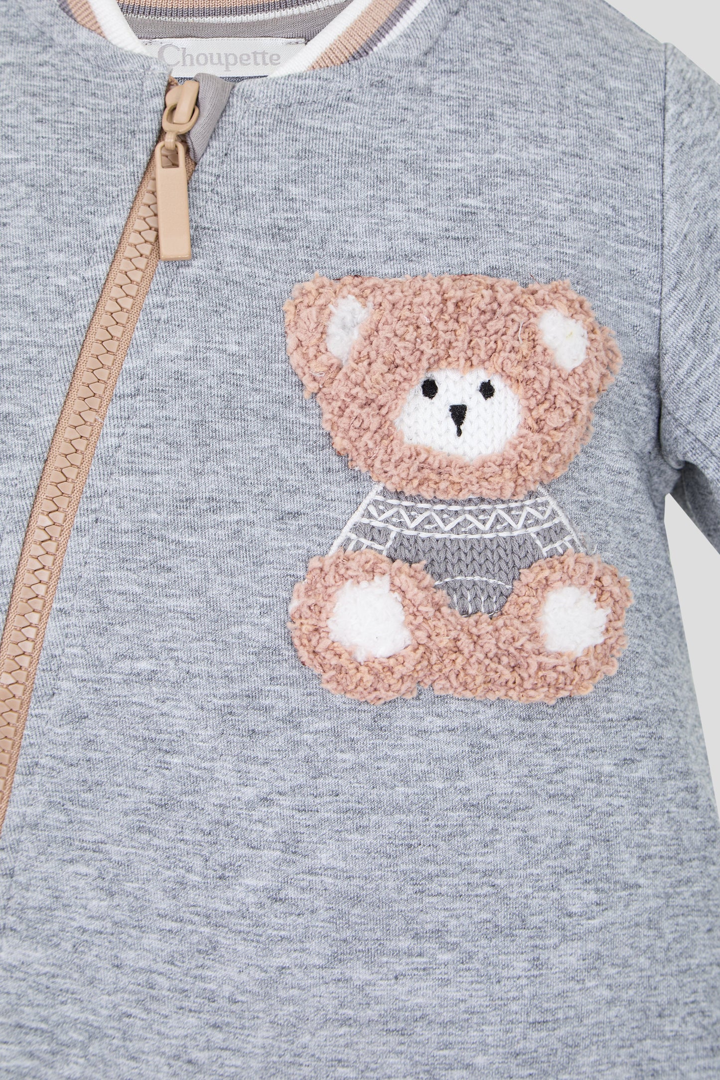Grey Warm Overall with Teddy Applique