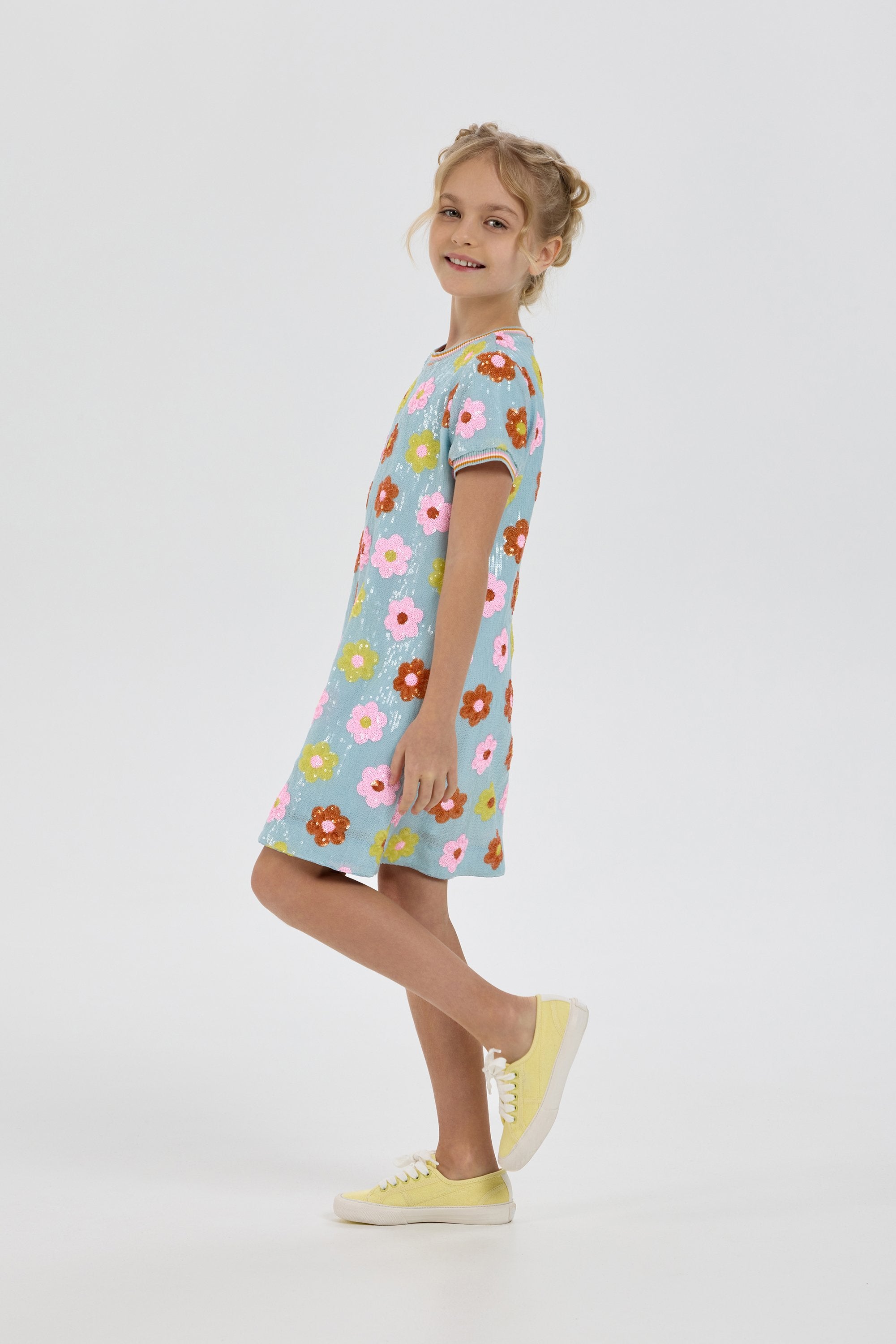 Sequins Flowers Decorated Dress