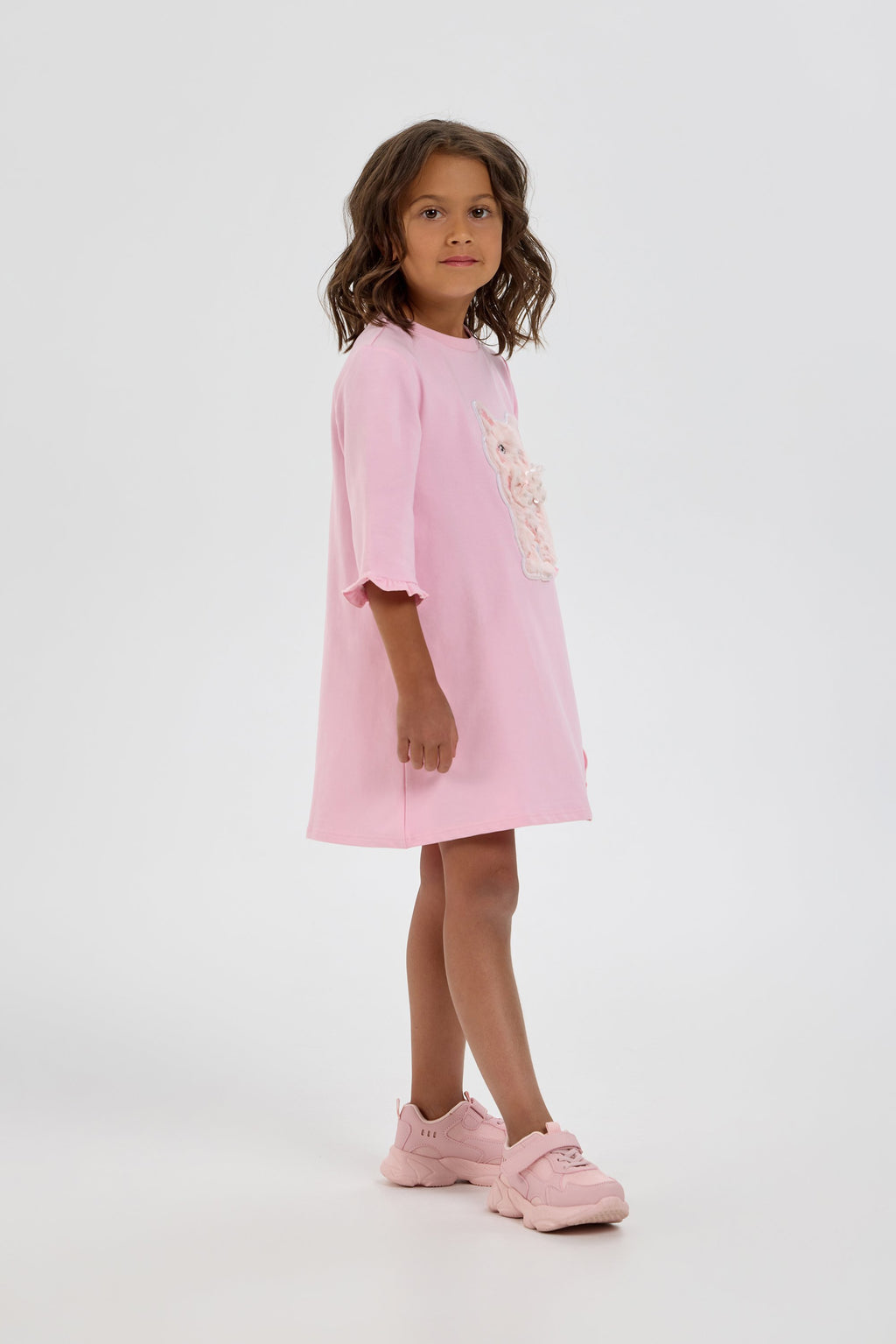 Charming Catty Applique Dress