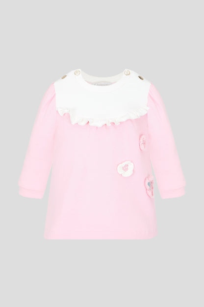 Beautiful Pink Dress with Flower Appliques