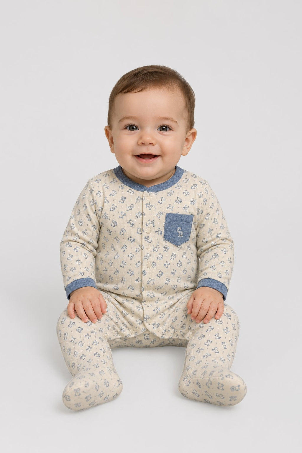 Teddy Knitted Soft Cotton Overall for baby boy