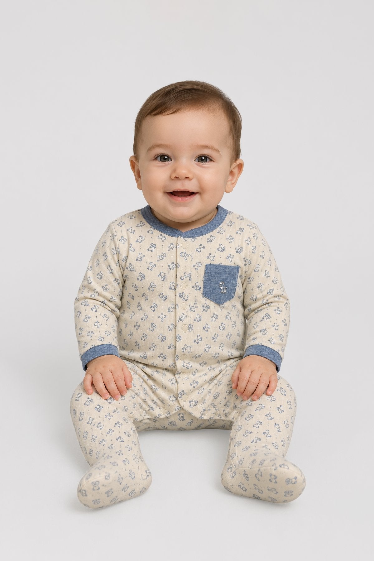 Teddy Knitted Soft Cotton Overall for baby boy