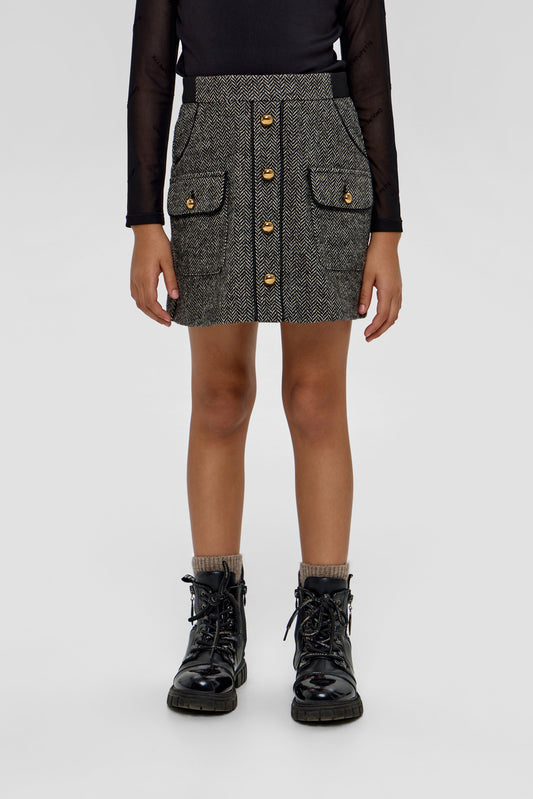Elegant Skirt with Golden Buttons