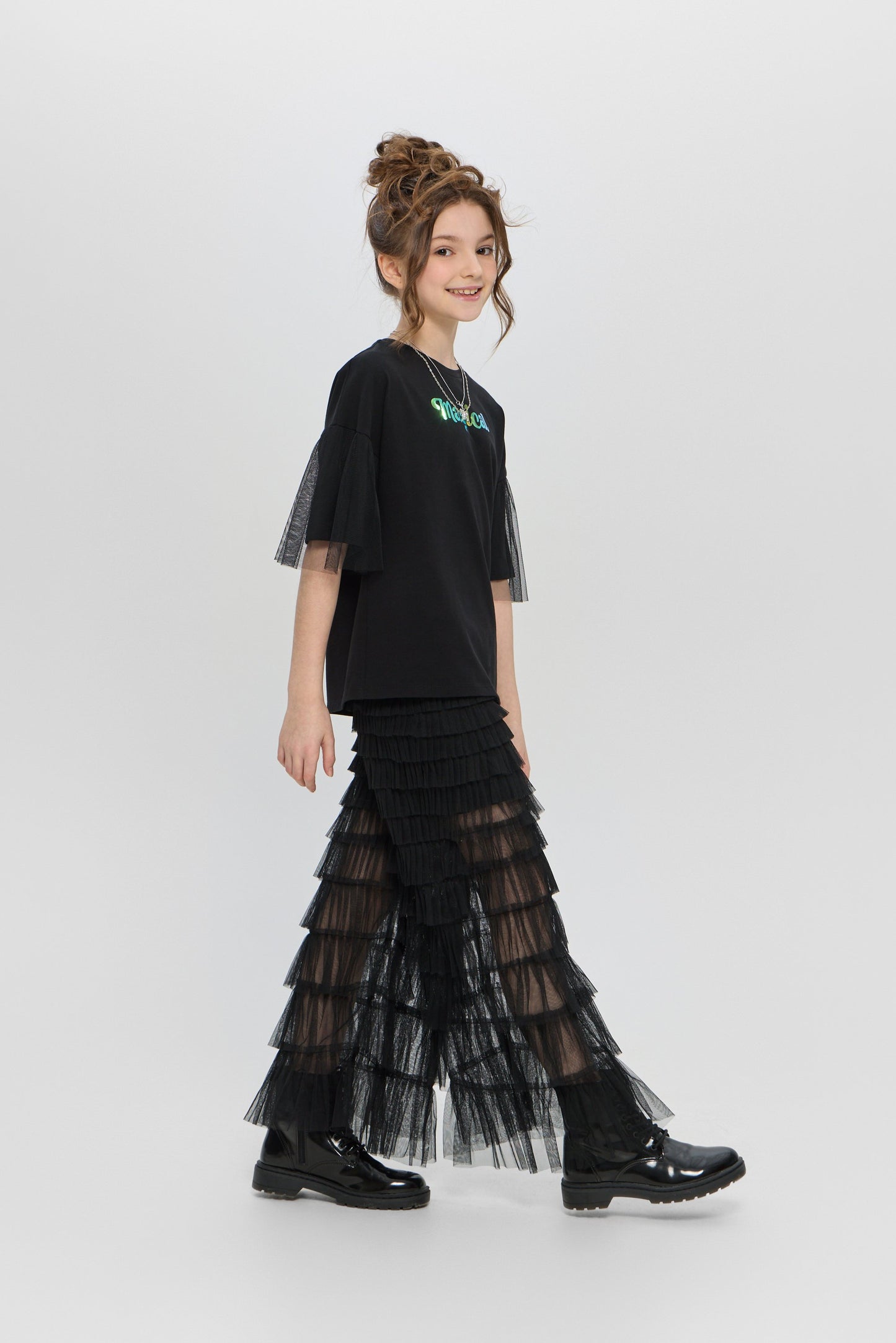 Fancy Sleeves Chain Decorated T-Shirt