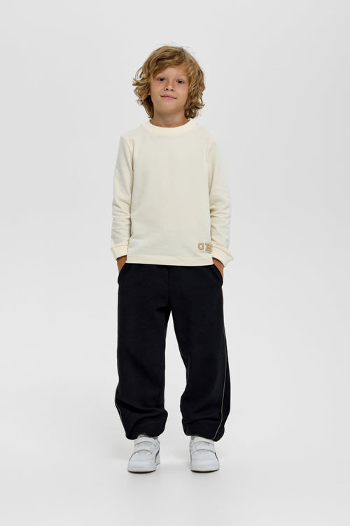 Black Cotton-Blend Piped Joggers
