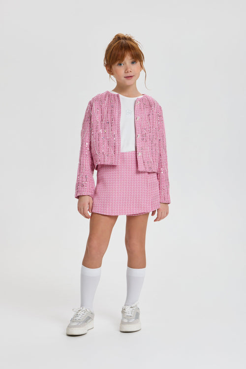 Charming Decorated Tweed Set (Jacket and Skort)