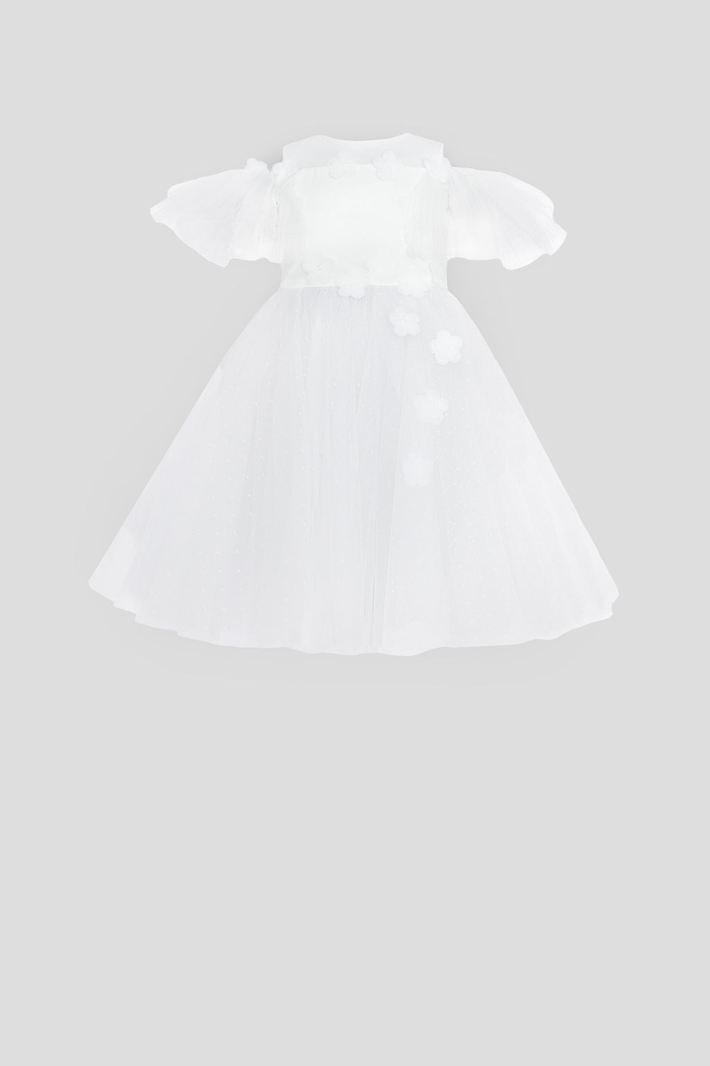 3D Flowers Decorated Fluffy Skirt Smart Dress