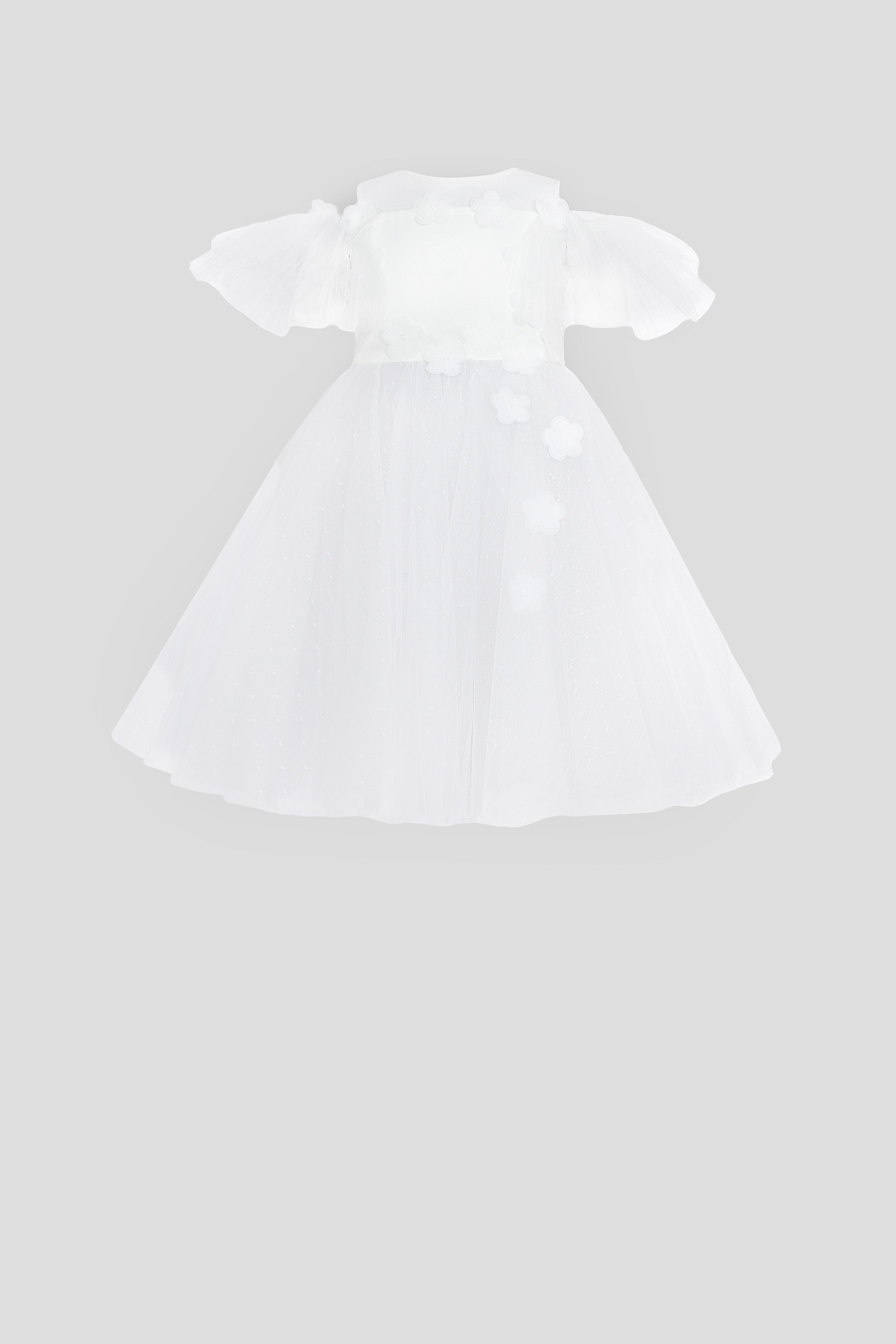 3D Flowers Decorated Fluffy Skirt Smart Dress